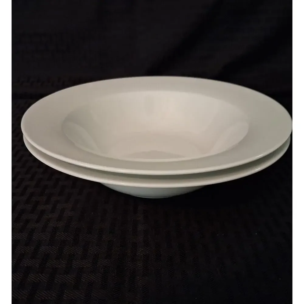 Pier 1 One 8 1/2” Luminous Set of 2 White Soup Pasta Bowls
